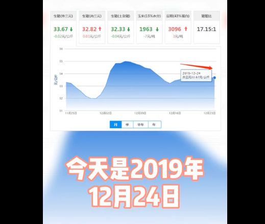 中国养猪网猪价简评-12月24日猪价持续微跌，近期依旧涨跌两难
