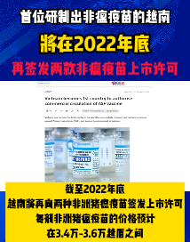 首位研制出非瘟疫苗的越南，将在2022年底再签发两款非瘟疫苗上市许可！